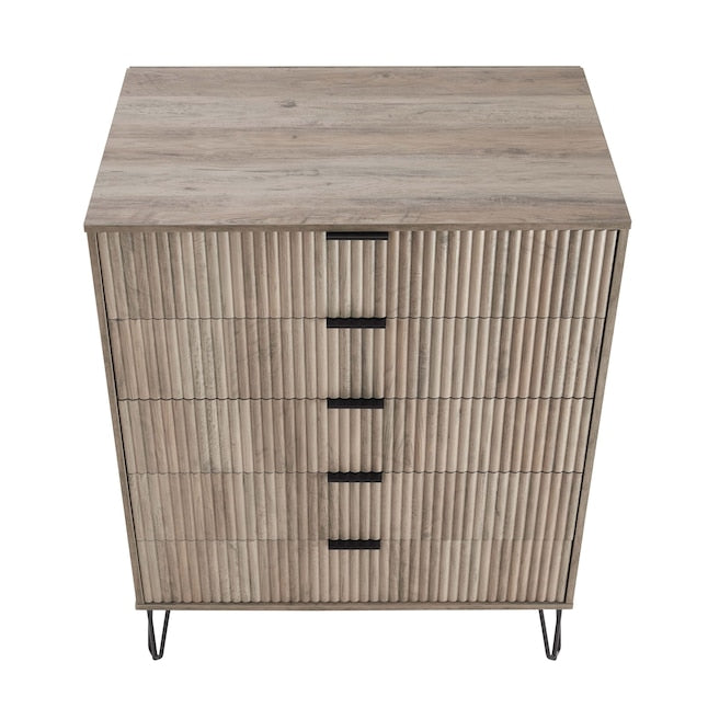 Manhattan Comfort DUMBO Grey Modern 5-Drawer Tall Dresser