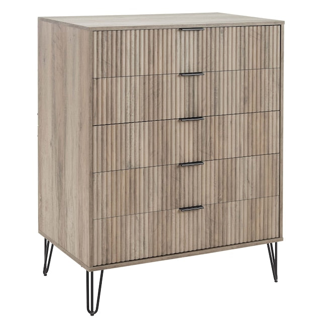 Manhattan Comfort DUMBO Grey Modern 5-Drawer Tall Dresser