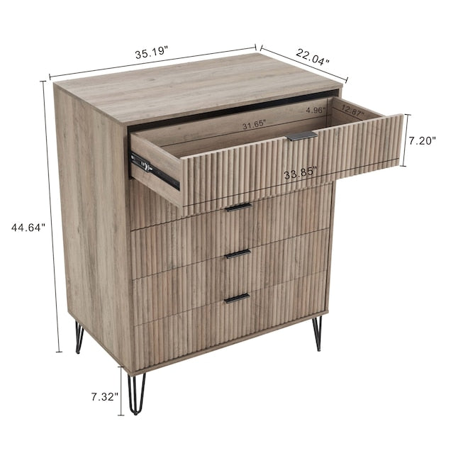 Manhattan Comfort DUMBO Grey Modern 5-Drawer Tall Dresser