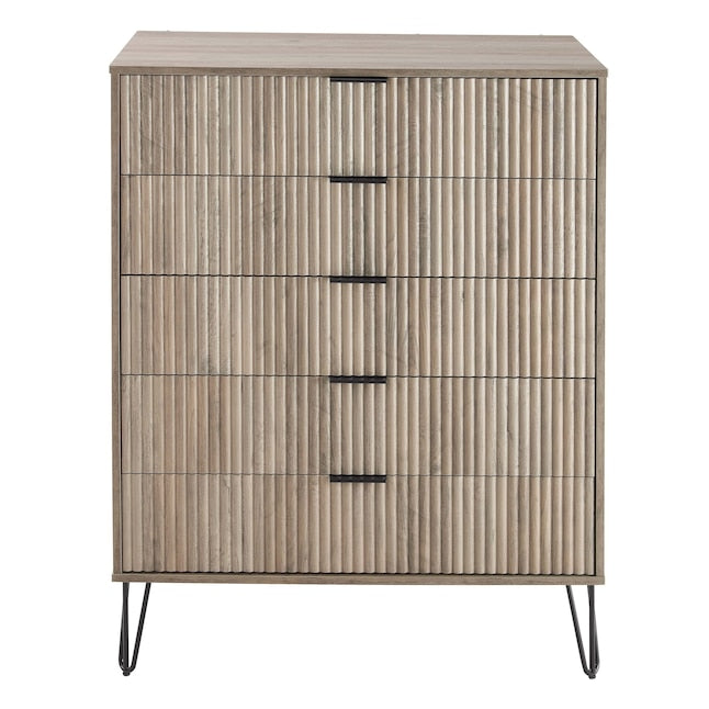 Manhattan Comfort DUMBO Grey Modern 5-Drawer Tall Dresser
