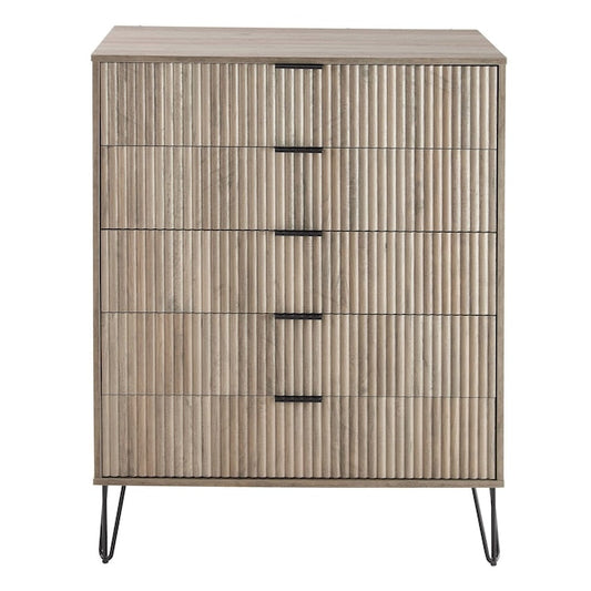 Manhattan Comfort DUMBO Grey Modern 5-Drawer Tall Dresser