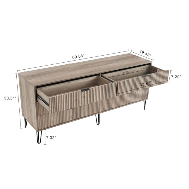 Manhattan Comfort DUMBO Grey Modern 6-Drawer Double Low Dresser