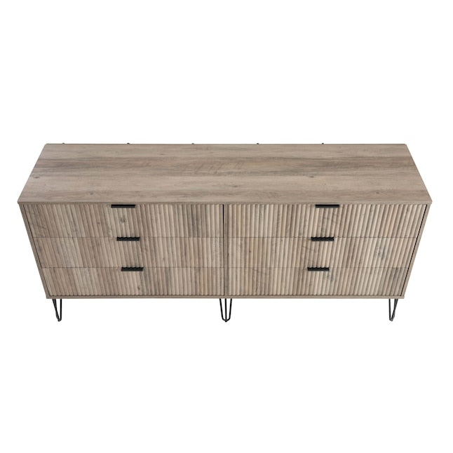 Manhattan Comfort DUMBO Grey Modern 6-Drawer Double Low Dresser