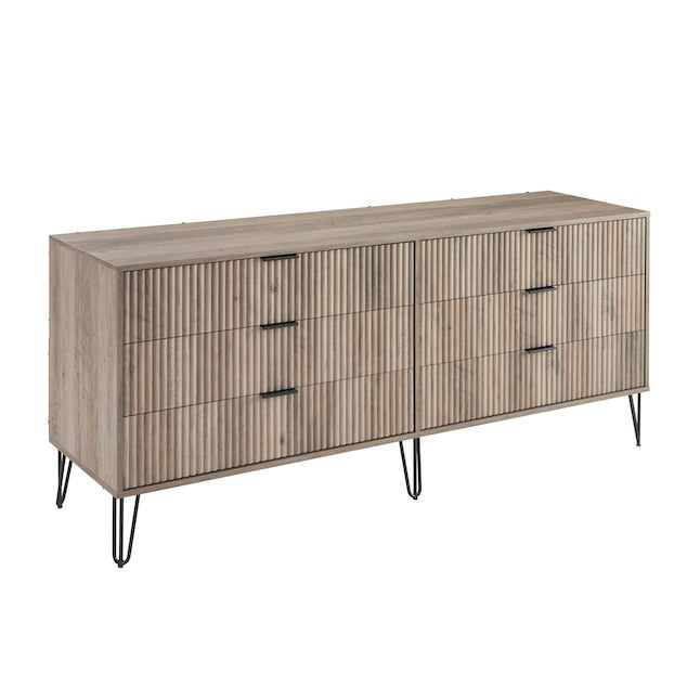 Manhattan Comfort DUMBO Grey Modern 6-Drawer Double Low Dresser