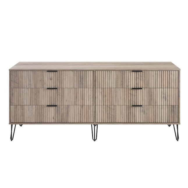 Manhattan Comfort DUMBO Grey Modern 6-Drawer Double Low Dresser