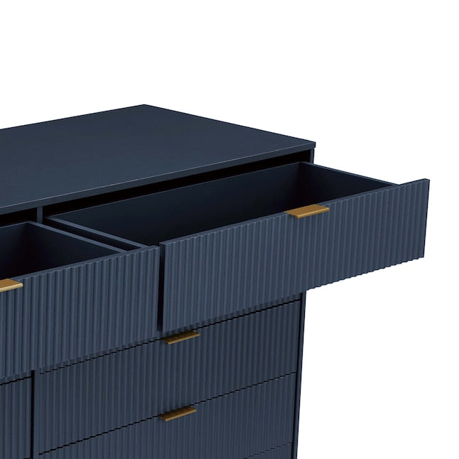 Manhattan Comfort DUMBO Midnight Blue Modern 10-Drawer Double Tall Dresser