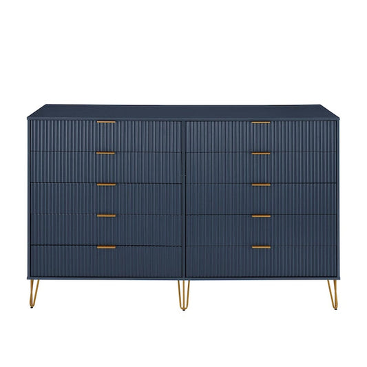 Manhattan Comfort DUMBO Midnight Blue Modern 10-Drawer Double Tall Dresser