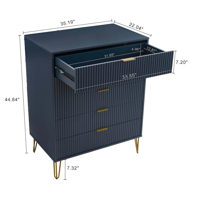Manhattan Comfort DUMBO Midnight Blue Modern 5-Drawer Tall Dresser