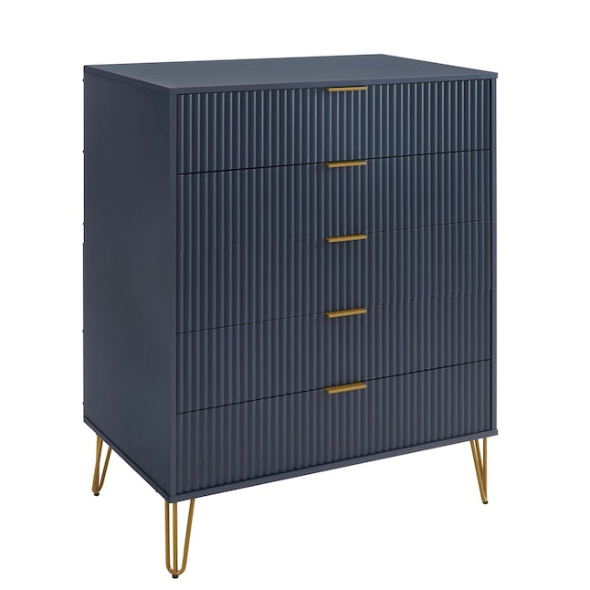 Manhattan Comfort DUMBO Midnight Blue Modern 5-Drawer Tall Dresser