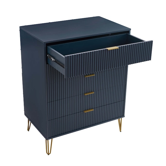 Manhattan Comfort DUMBO Midnight Blue Modern 5-Drawer Tall Dresser