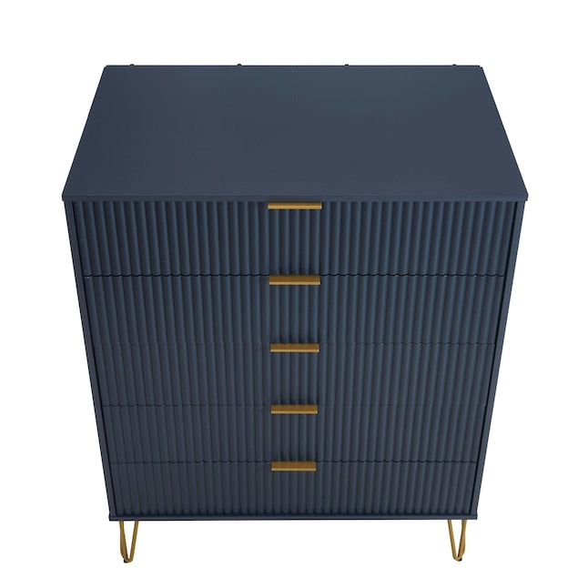 Manhattan Comfort DUMBO Midnight Blue Modern 5-Drawer Tall Dresser