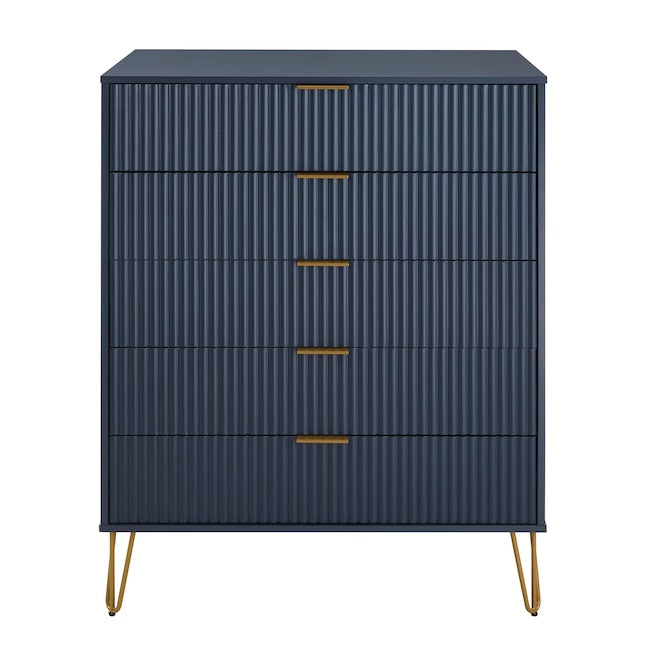 Manhattan Comfort DUMBO Midnight Blue Modern 5-Drawer Tall Dresser