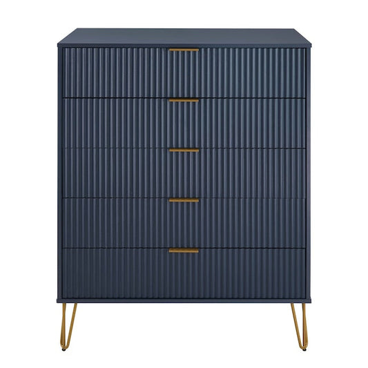 Manhattan Comfort DUMBO Midnight Blue Modern 5-Drawer Tall Dresser