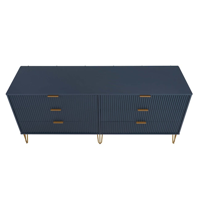 Manhattan Comfort DUMBO Midnight Blue Modern 6-Drawer Double Low Dresser
