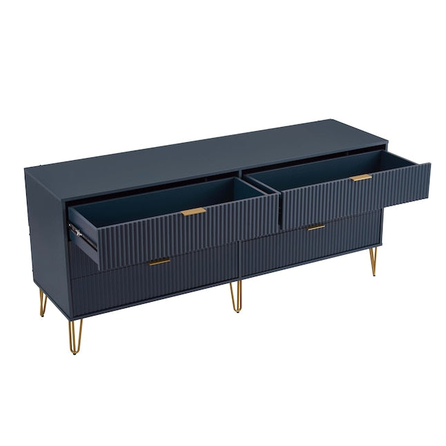Manhattan Comfort DUMBO Midnight Blue Modern 6-Drawer Double Low Dresser