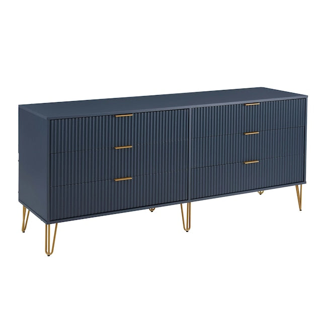 Manhattan Comfort DUMBO Midnight Blue Modern 6-Drawer Double Low Dresser