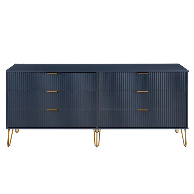 Manhattan Comfort DUMBO Midnight Blue Modern 6-Drawer Double Low Dresser
