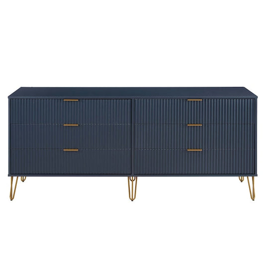 Manhattan Comfort DUMBO Midnight Blue Modern 6-Drawer Double Low Dresser