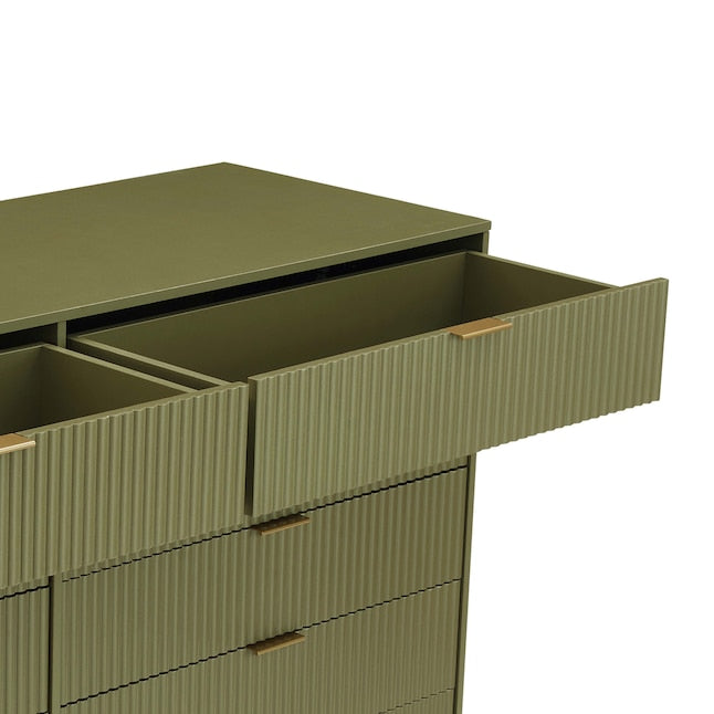 Manhattan Comfort DUMBO Olive Green Modern 10-Drawer Double Tall Dresser