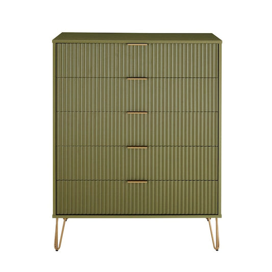 Manhattan Comfort DUMBO Olive Green Modern 5-Drawer Tall Dresser