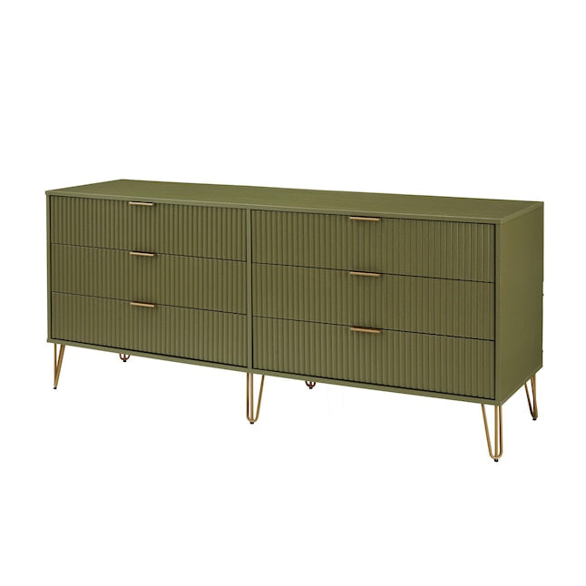 Manhattan Comfort DUMBO Olive Green Modern 6-Drawer Double Low Dresser Kitchen Oasis Manhattan Comfort DUMBO Olive Green Modern 6-Drawer Double Low Dresser Kitchen Oasis