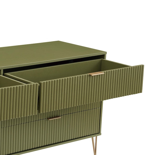 Manhattan Comfort DUMBO Olive Green Modern 6-Drawer Double Low Dresser