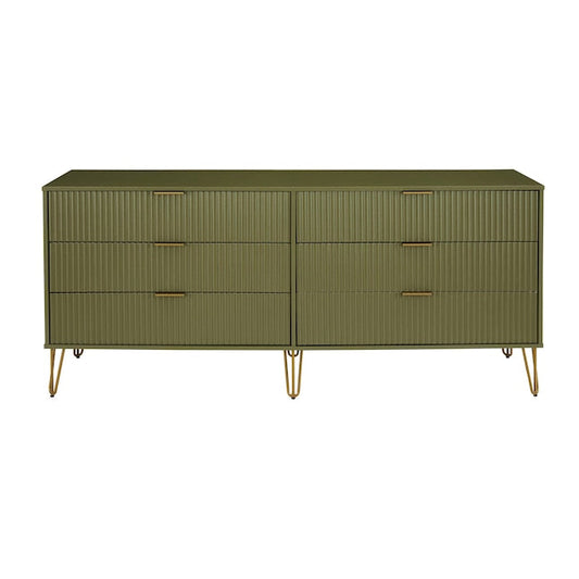Manhattan Comfort DUMBO Olive Green Modern 6-Drawer Double Low Dresser