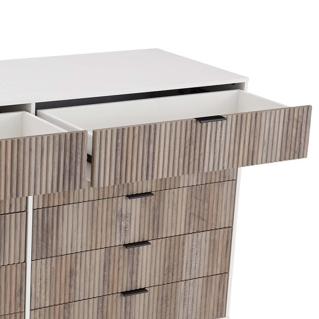 Manhattan Comfort DUMBO White And Grey Modern 10-Drawer Double Tall Dresser