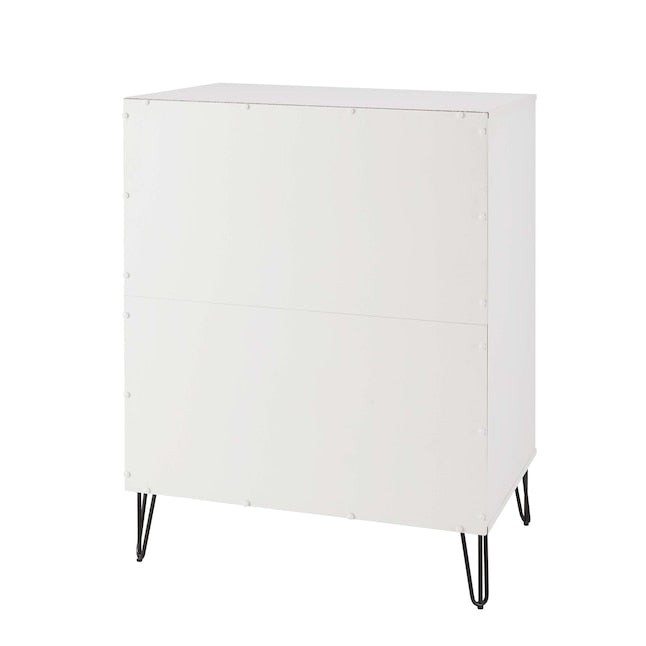 Manhattan Comfort DUMBO White And Grey Modern 5-Drawer Tall Dresser