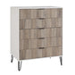Manhattan Comfort DUMBO White And Grey Modern 5-Drawer Tall Dresser