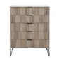 Manhattan Comfort DUMBO White And Grey Modern 5-Drawer Tall Dresser