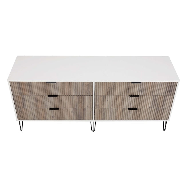Manhattan Comfort DUMBO White And Grey Modern 6-Drawer Double Low Dresser
