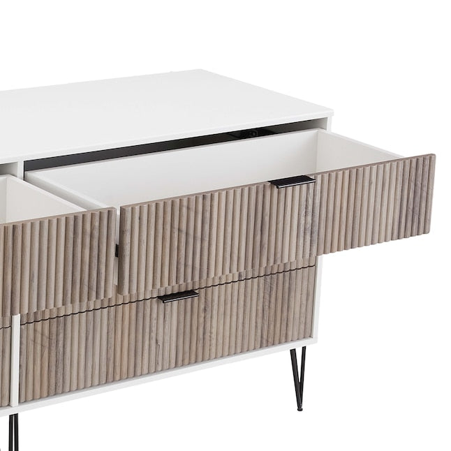 Manhattan Comfort DUMBO White And Grey Modern 6-Drawer Double Low Dresser