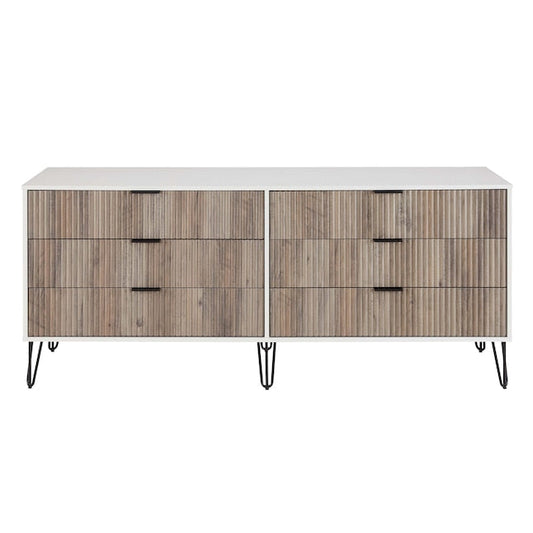 Manhattan Comfort DUMBO White And Grey Modern 6-Drawer Double Low Dresser