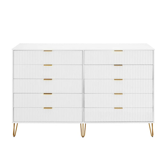 Manhattan Comfort DUMBO White Modern 10-Drawer Double Tall Dresser