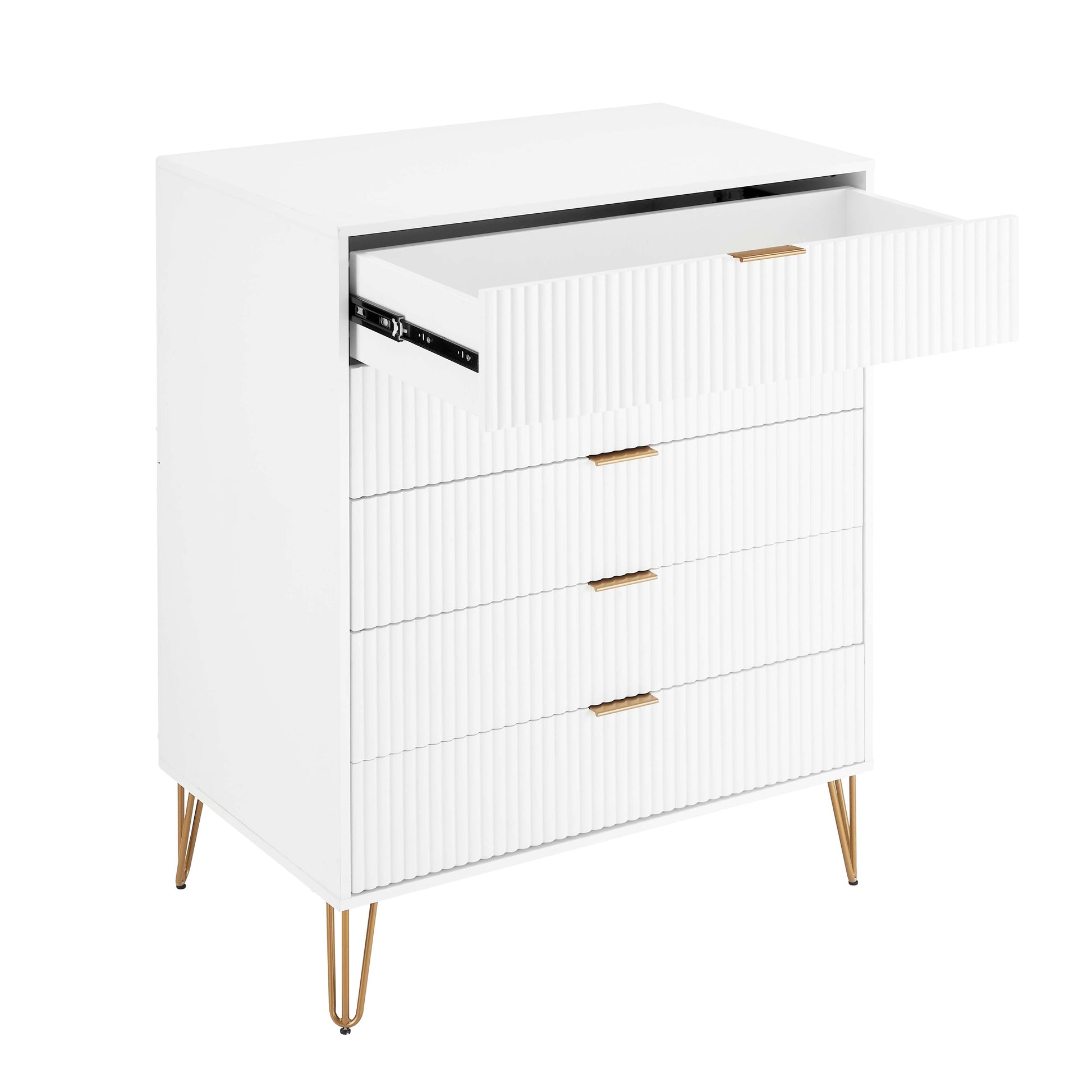Manhattan Comfort DUMBO White Modern 5-Drawer Tall Dresser
