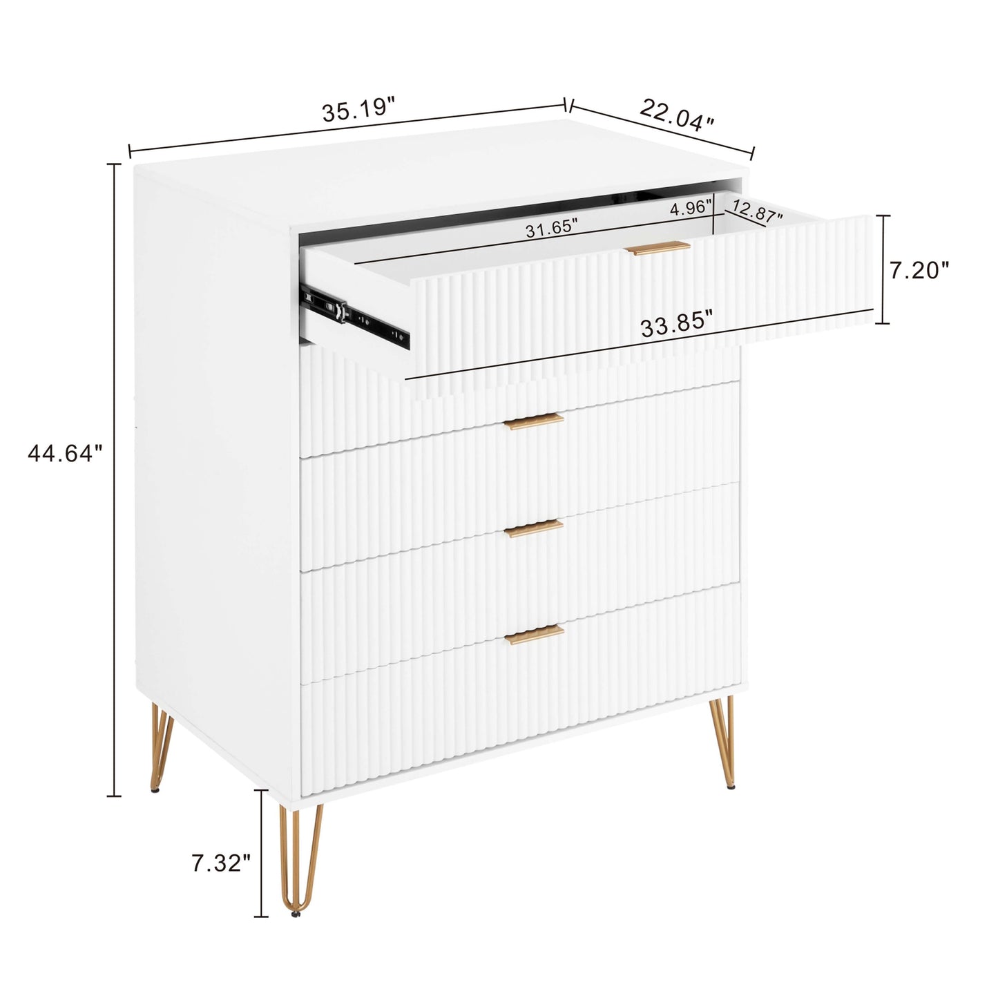 Manhattan Comfort DUMBO White Modern 5-Drawer Tall Dresser