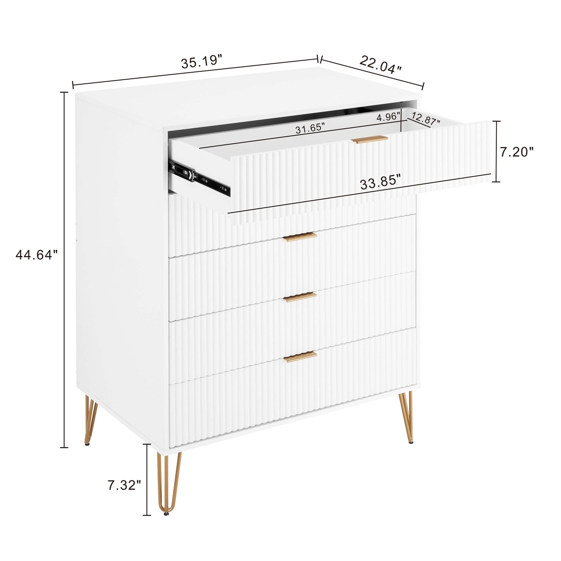 Manhattan Comfort DUMBO White Modern 5-Drawer Tall Dresser