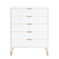 Manhattan Comfort DUMBO White Modern 5-Drawer Tall Dresser