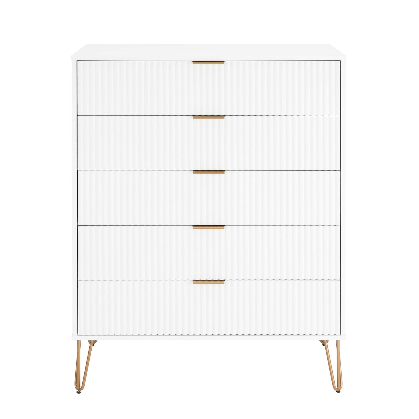 Manhattan Comfort DUMBO White Modern 5-Drawer Tall Dresser