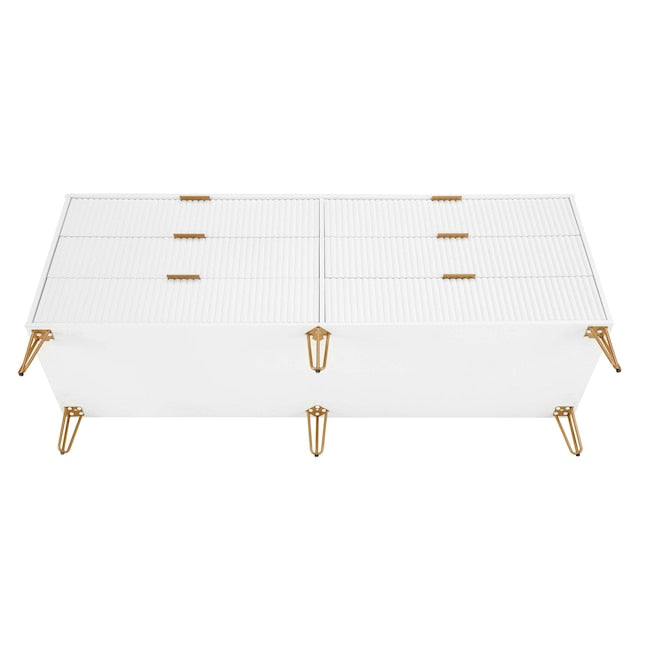 Manhattan Comfort DUMBO White Modern 6-Drawer Double Low Dresser