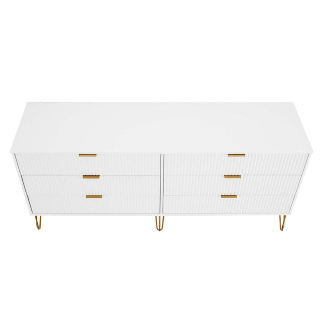 Manhattan Comfort DUMBO White Modern 6-Drawer Double Low Dresser