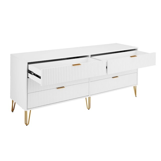 Manhattan Comfort DUMBO White Modern 6-Drawer Double Low Dresser