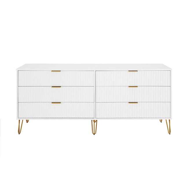 Manhattan Comfort DUMBO White Modern 6-Drawer Double Low Dresser