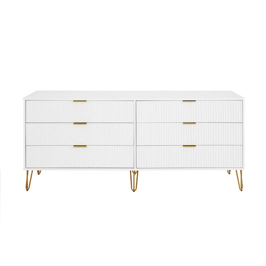 Manhattan Comfort DUMBO White Modern 6-Drawer Double Low Dresser