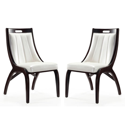 Manhattan Comfort Danube Pearl White Leatherette Dining Chairs In A Set Of 2