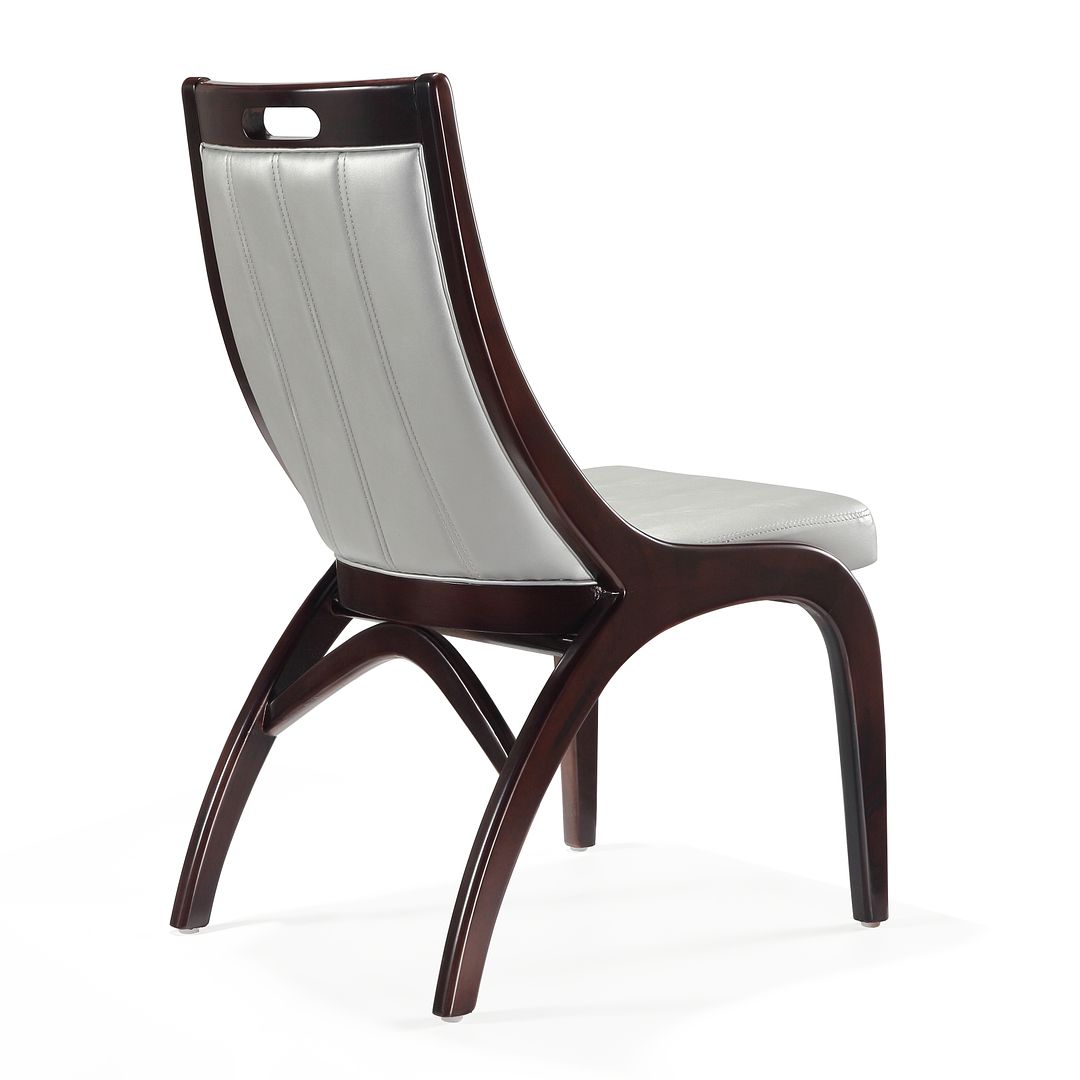 Manhattan Comfort Danube Silver Leatherette Dining Chairs In A Set Of 2