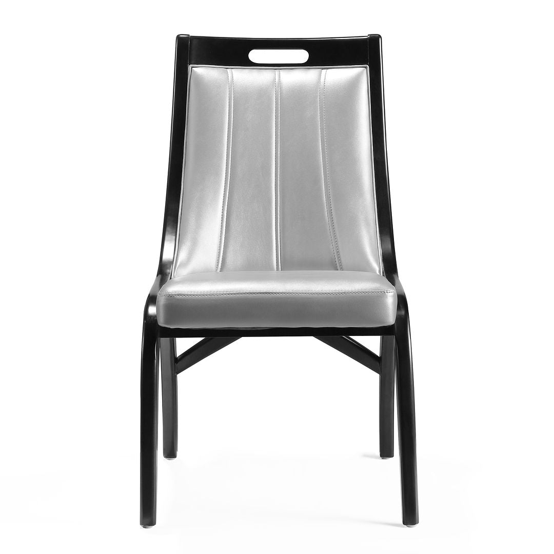 Manhattan Comfort Danube Silver Leatherette Dining Chairs In A Set Of 2