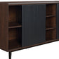 Manhattan Comfort Duane 59" Modern Ribbed Sideboard With Adjustable Shelves In Dark Brown & Black