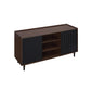 Manhattan Comfort Duane 59" Modern Ribbed Sideboard With Adjustable Shelves In Dark Brown & Black